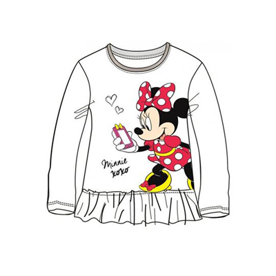 T-Shirt Manga Comprida da Minnie com Folhos