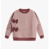 Sweatshirt de Malha Bennie Fluffy Bow Rosa Chocolate