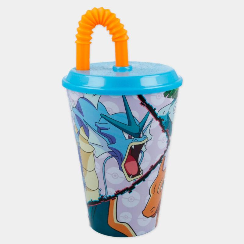 Copo de Plástico com Palhinha do Pokémon 430 ml