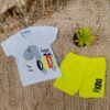 Conjunto de Bebé o Dinossauro em Branco e Amarelo
