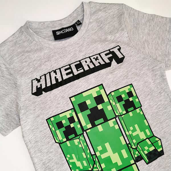Pijama T-shirt e Calção do Minecraft Cinza