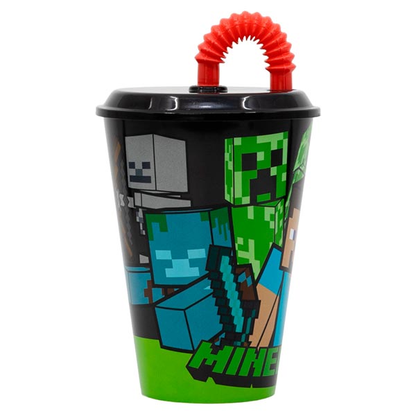 Copo do Minecraft com Palhinha de 430 ml