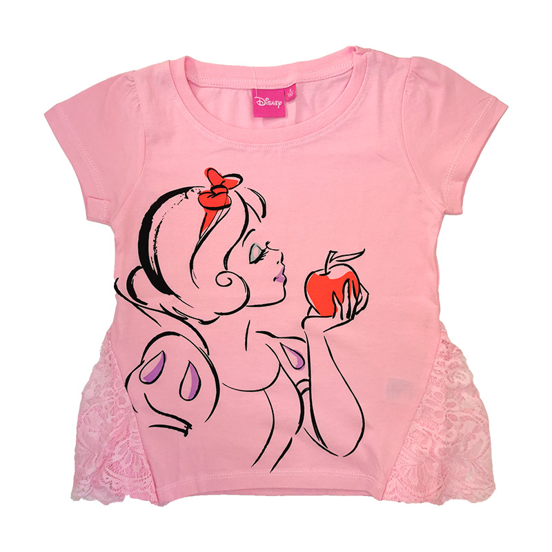 T-Shirt com Folhos das Princesas Cor de Rosa