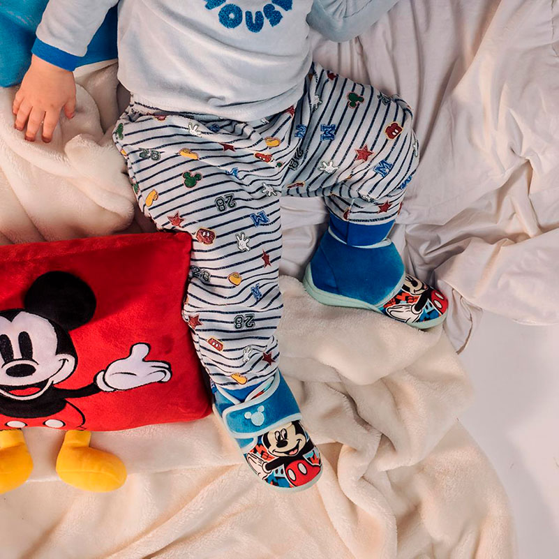 Pantufas Meia Bota do Mickey Bebé Azul