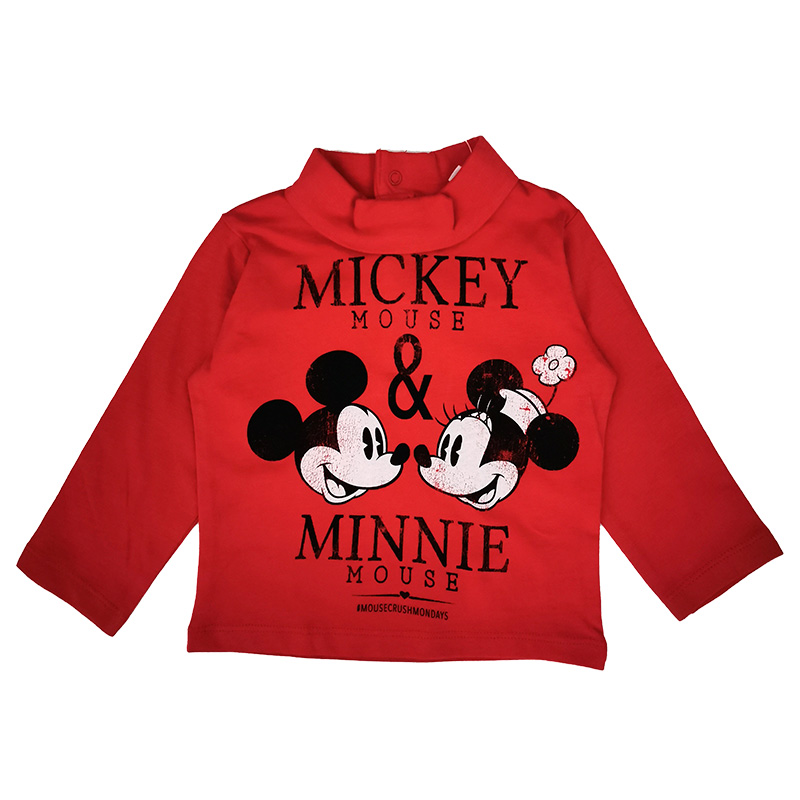 T-Shirt com Gola do Mickey e Minnie Vermelho 6 Meses