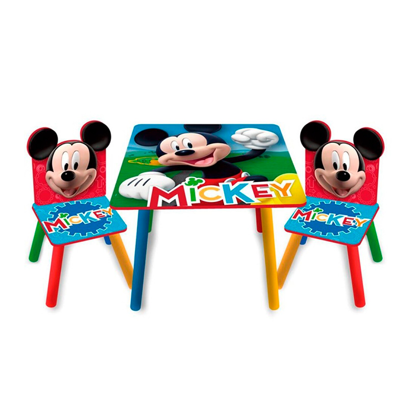 Conjunto do Mickey de Mesa e Cadeiras em Madeira