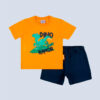 Conjunto Dino Raptor de T-Shirt e Calção Laranja/Azul