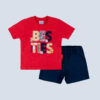 Conjunto Besties de T-Shirt e Calção Vermelho/Azul
