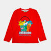 T-Shirt de Manga Comprida dos Pokémon Vermelho