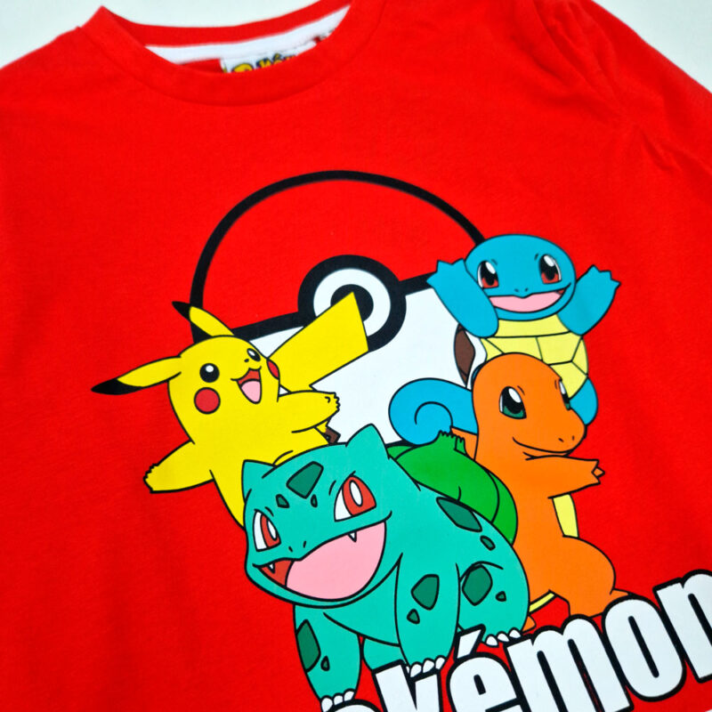 T-Shirt de Manga Comprida dos Pokémon Vermelho