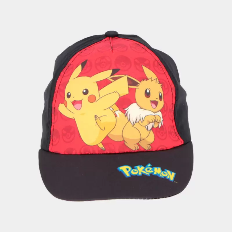 Boné Pokémon Pikachu e Eevee 54-56 | Preto frente