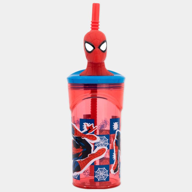 Copo com Palhinha Homem-Aranha 3D 360ml | Frente