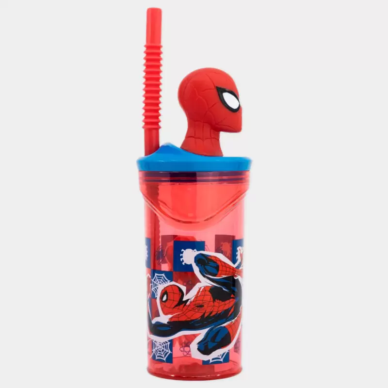 Copo com Palhinha Homem-Aranha 3D 360ml | Lado direito