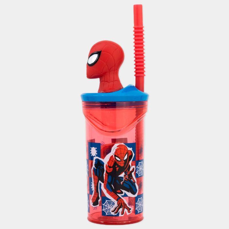 Copo com Palhinha Homem-Aranha 3D 360ml | Lado esquerdo