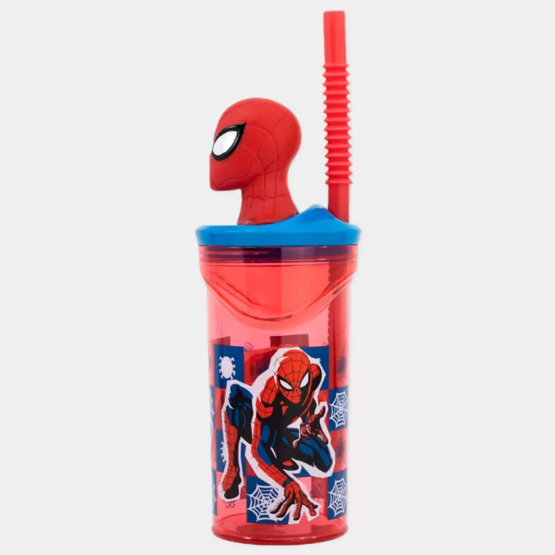 Copo com Palhinha Homem-Aranha 3D 360ml | Lado esquerdo