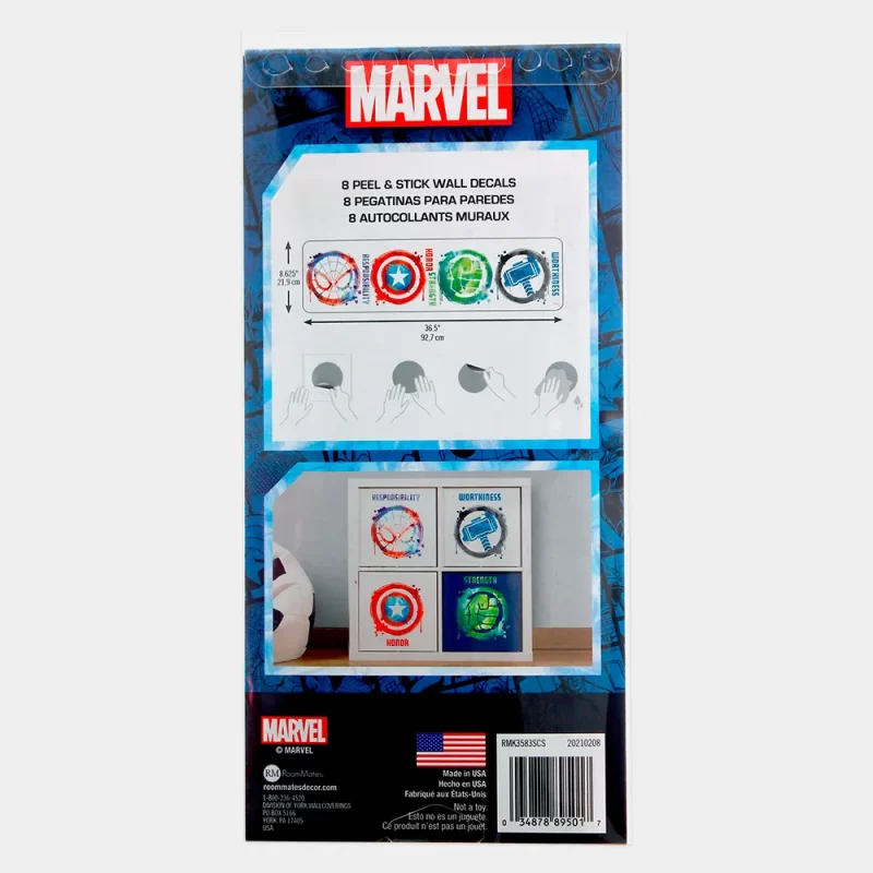 Vinil Decorativo dos Marvel Avengers | embalagem vista de trás