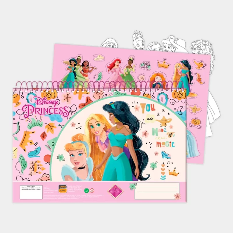 Caderno Desenho Princesas Disney A4 com Stickers