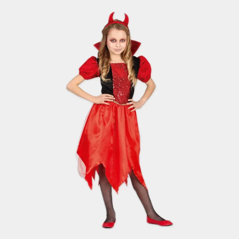 Fato de Diabo para Menina com Vestido de 3 a 9 Anos