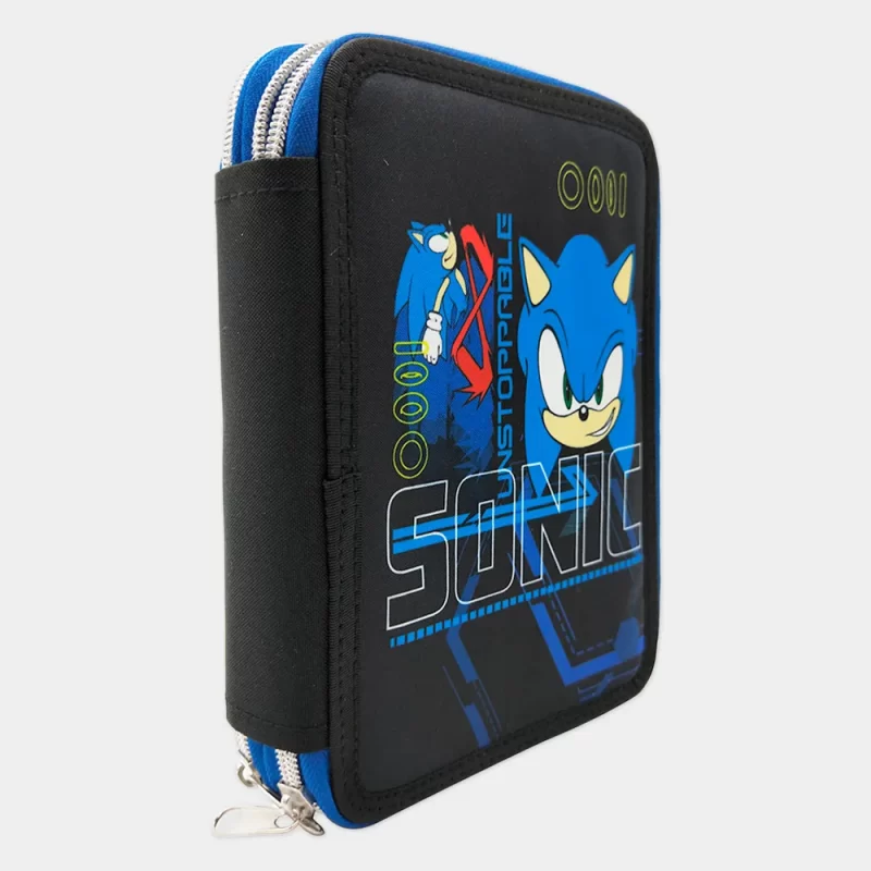 Estojo Duplo Sonic Let´s-Go com Material | vista de perfil