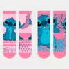 Meias Antiderrapantes Stitch Rosa 2pcs