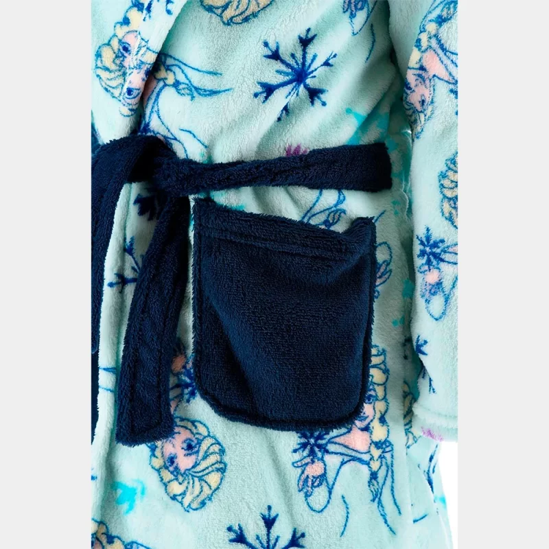 Robe Frozen de Coralina com Capuz | robe azul vista de pormenor