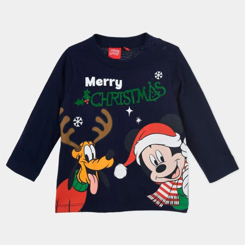 T-shirt Mickey Disney Natal dos 6 aos 24 Meses | t-shirt azul