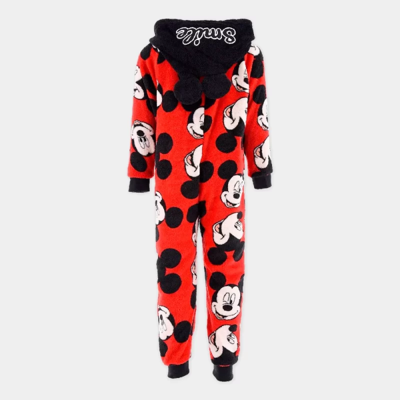 Pijama Mono de Coralina Mickey com Capuz | modelo 1 vista de trás
