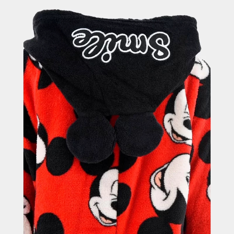 Pijama Mono de Coralina Mickey com Capuz | pormenor do capuz