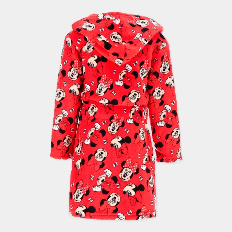 Robe Minnie de Coralina com Capuz | robe vermelho vista de trás