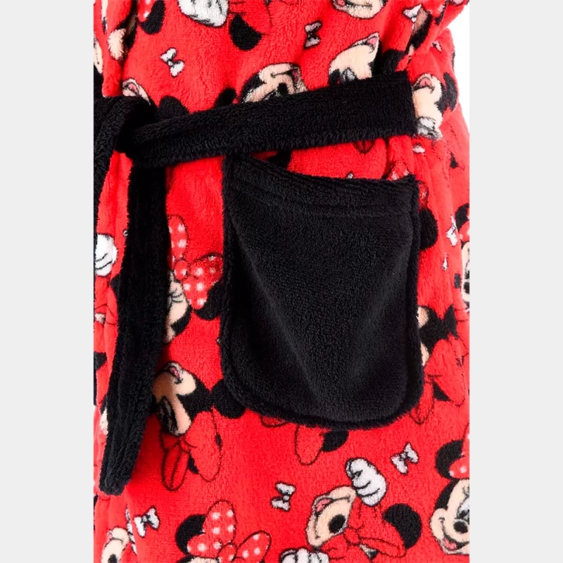 Robe Minnie de Coralina com Capuz | robe vermelho vista de pormenor