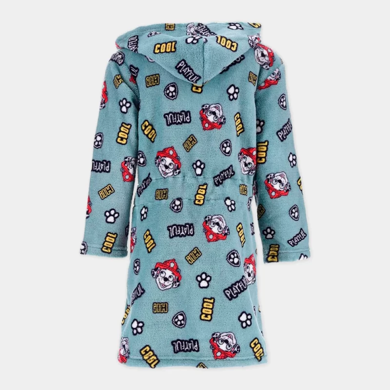 Robe de Coralina Patrulha Pata com Capuz | robe azul vista de trás