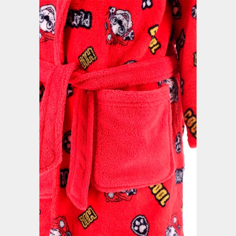 Robe de Coralina Patrulha Pata com Capuz | robe vermelho pormenor