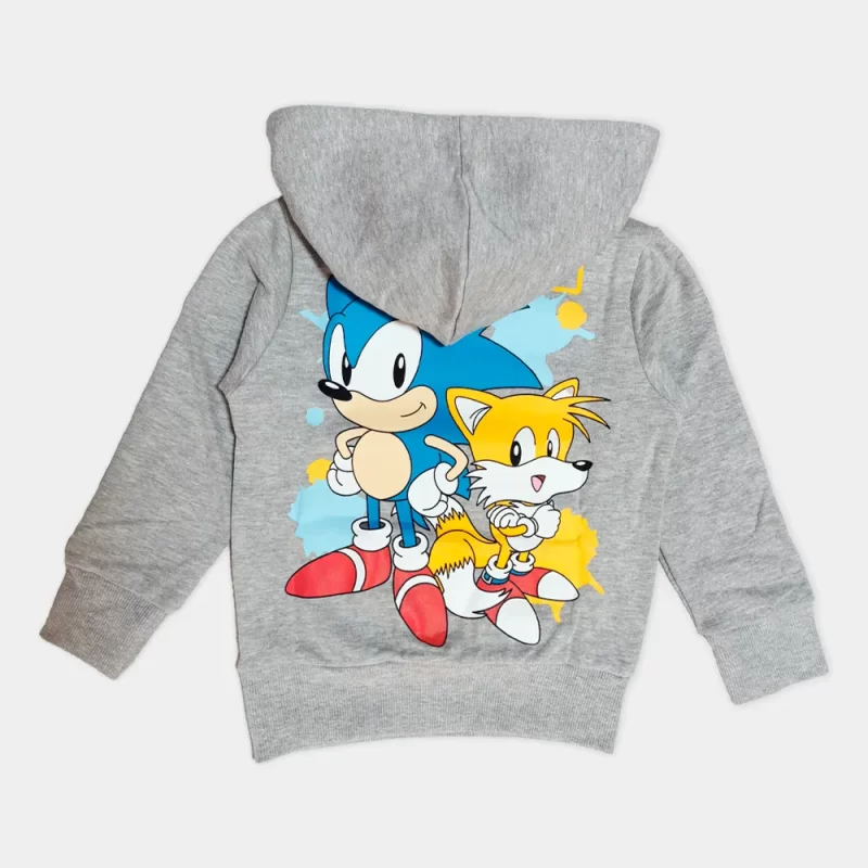 Sweatshirt Hoodie Sonic Cinza com Carda | vista de trás