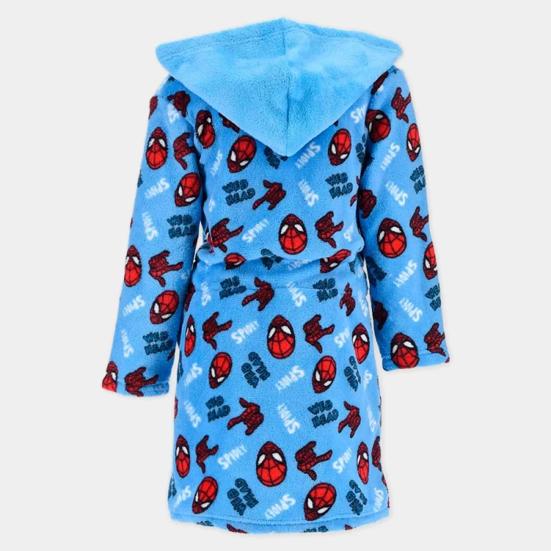 Robe do Homem-Aranha de Coralina com Capuz | robe azul vista de trás
