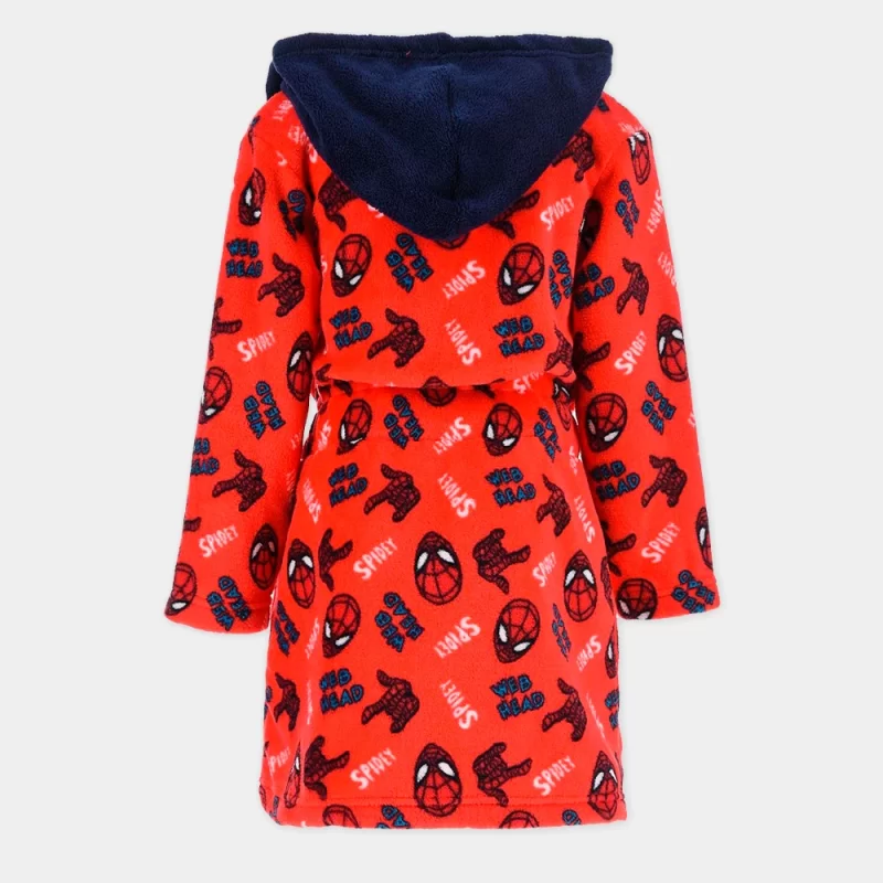 Robe do Homem-Aranha de Coralina com Capuz | robe vermelho vista de trás