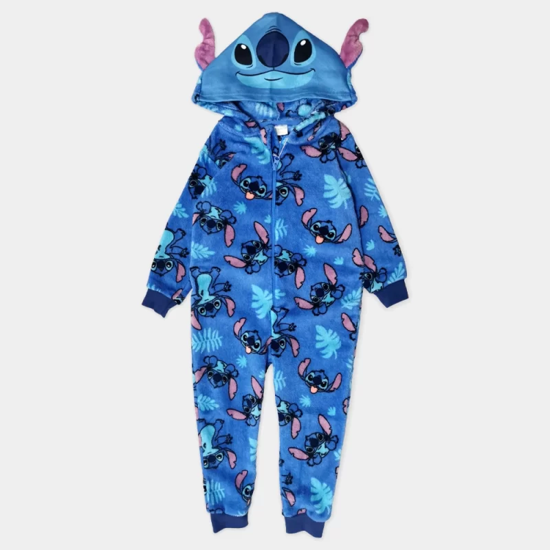 Pijama Mono Stitch com Capuz Azul