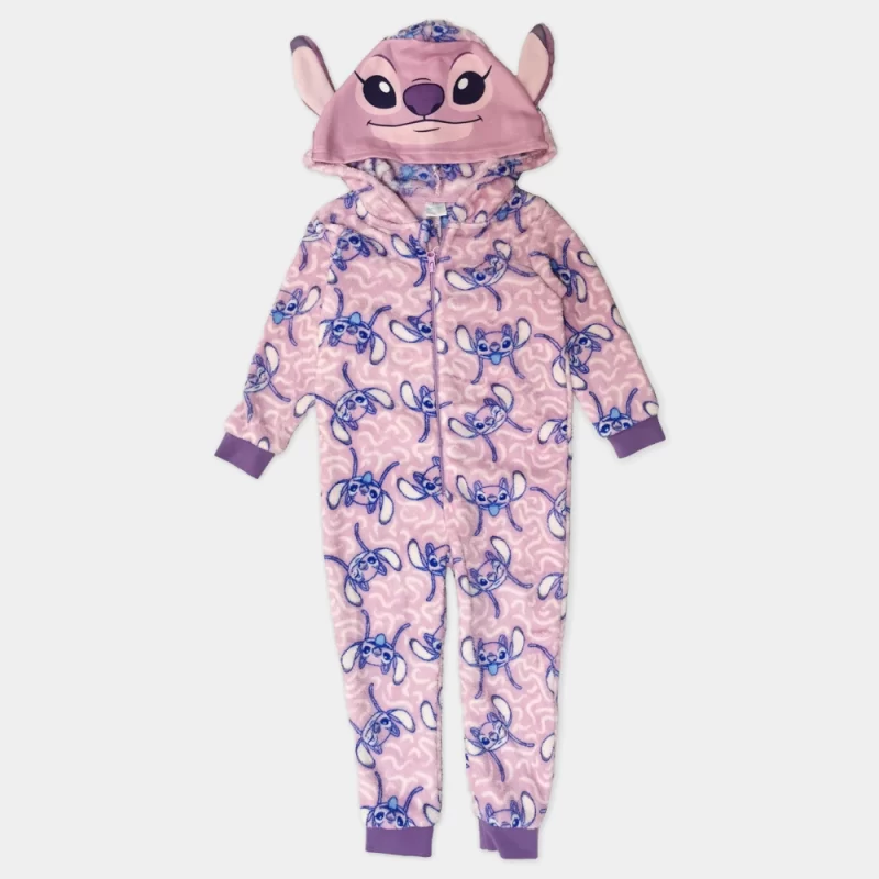 Pijama Mono Stitch Angel com Capuz Rosa