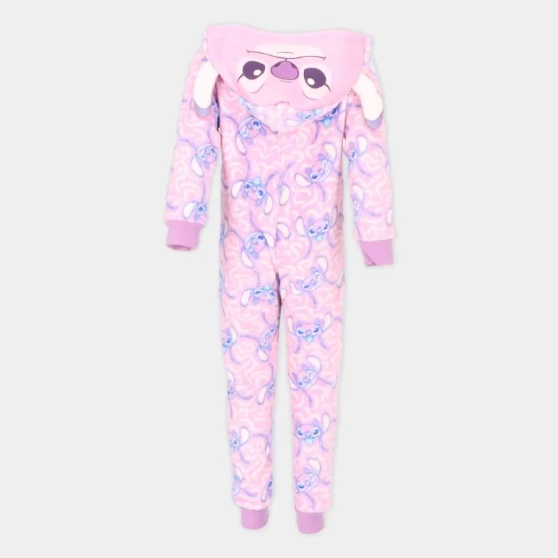 Pijama Mono Stitch Angel com Capuz Rosa | vista de trás