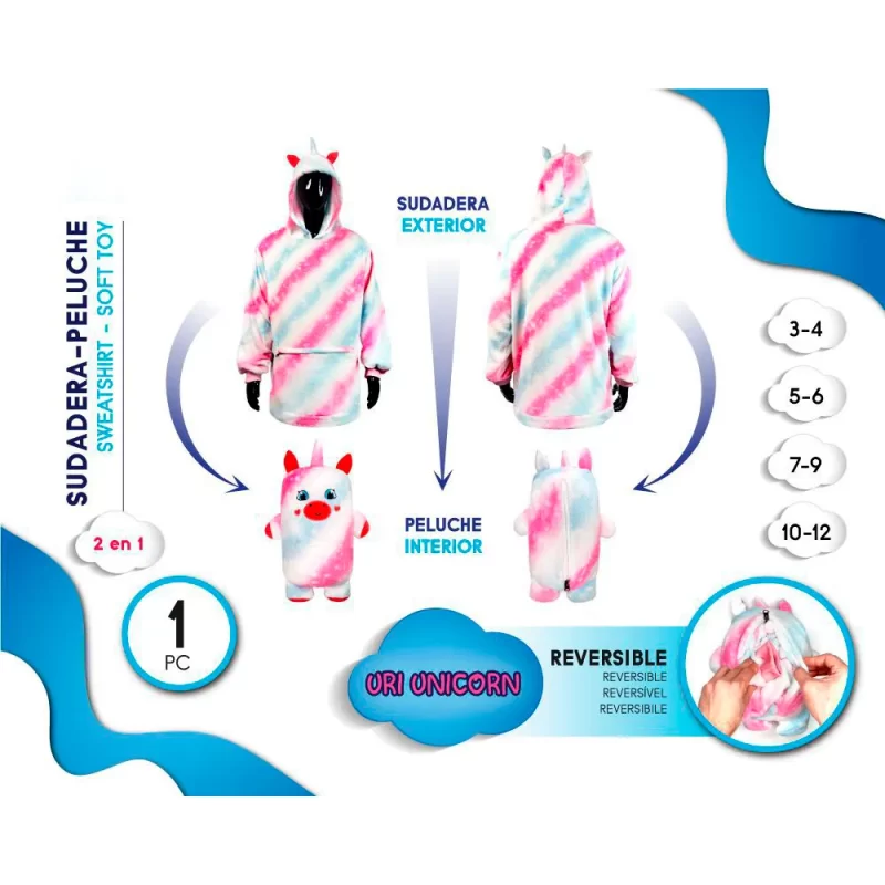 Camisola Peluche Unicórnio Polar 2 em 1 | camisola peluche