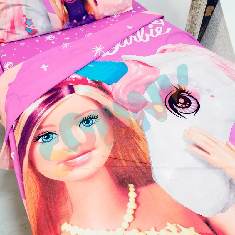 Jogo de Lençóis da Barbie de 150x265cm | pormenor do lençol