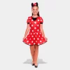 Fato Inspiração Minnie Vestido Vermelho 3-9 Anos