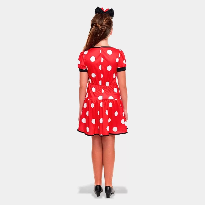 Fato Inspiração Minnie Vestido Vermelho 3-9 Anos | vista de trás