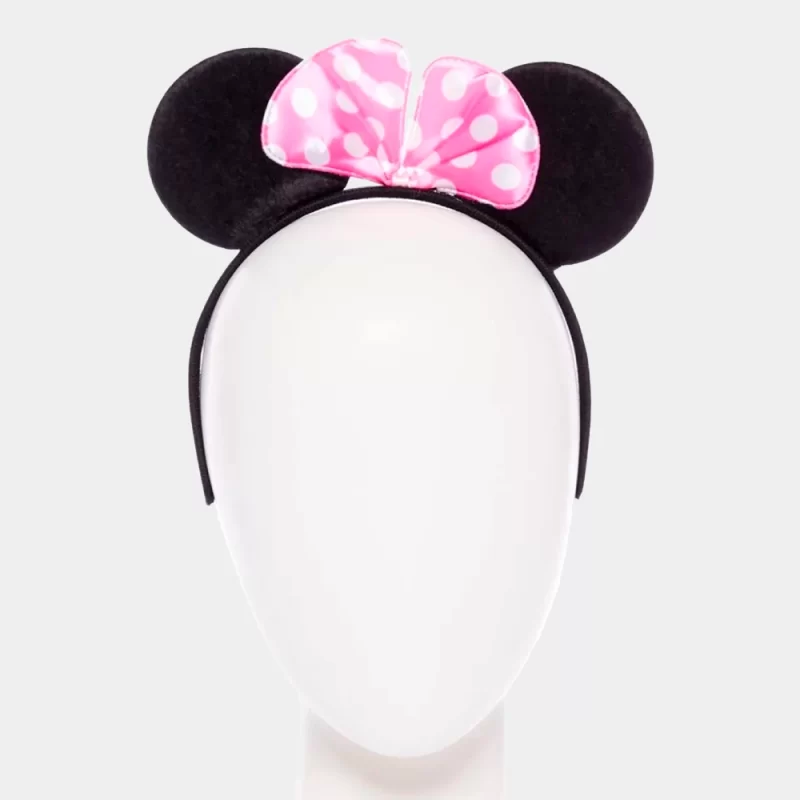 Bandolete Minnie com Laço Rosa e Orelhas