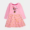 Vestido da Minnie Mouse Rosa de Manga comprida
