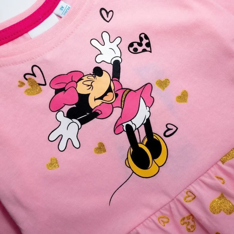 Vestido da Minnie Mouse Rosa de Manga comprida_1