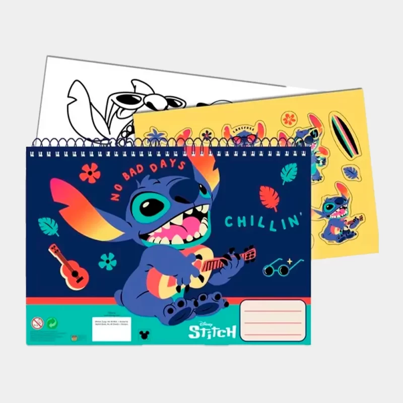 Caderno de Desenho Stitch A4 com Stickers