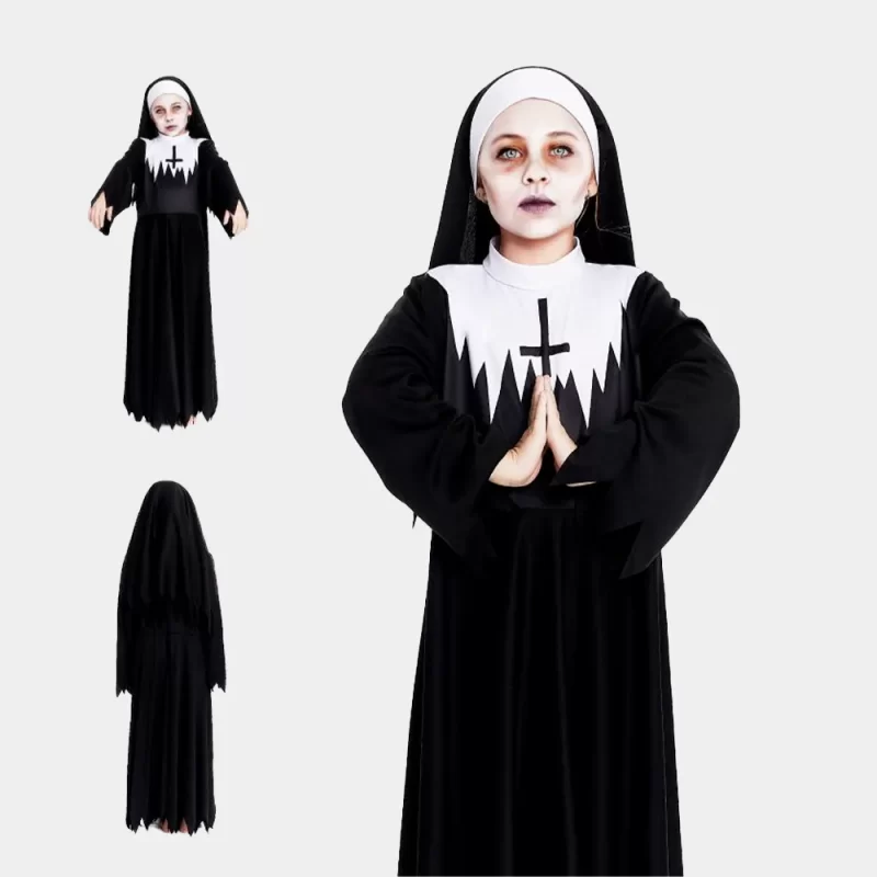 Vestido de Disfarce Freira Zombie 3-9 Anos