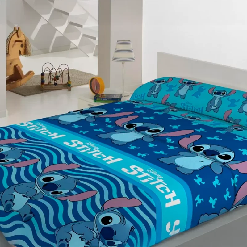 Jogo de Lençóis Coralina Stitch Azul 3pcs
