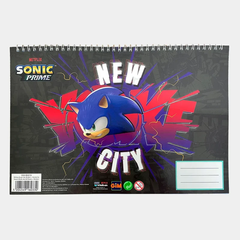 Caderno Desenho Sonic A4 com Stickers