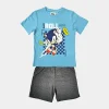Pijama de Verão Sonic T-Shirt e Calção de 6-12 Anos